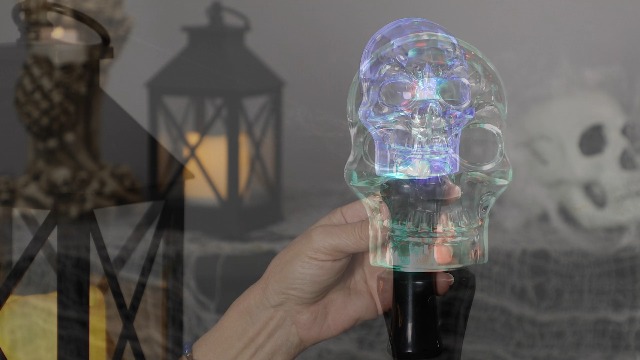 Image of LED Lighted Multi-Function Halloween Skull Light - 9 inch - Multicolor Lights