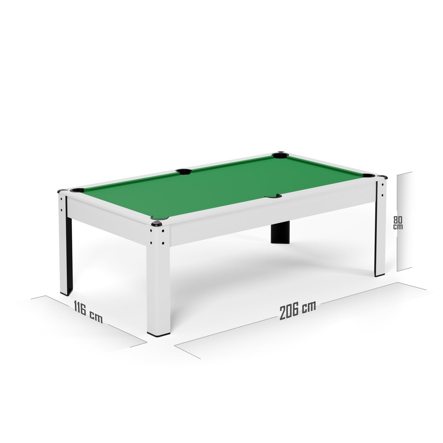 Billard Américain Harmony 6Ft - 206,5 x 116,5 x 80 cm avec Accessoires et Plateau dînatoire - Couleur Ivoire (Blanc) et Tapis Vert