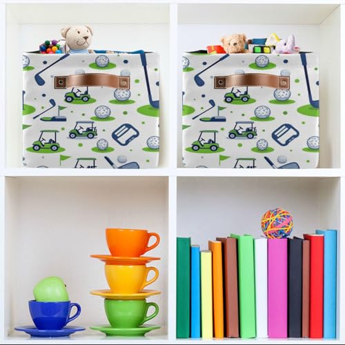 Image of Aslsiy Storage Basket Golf Ball Flag Car Nursery Bins Baby Canvas Box Clothes Shelf Basket Laundry Hampers 1 Pcs