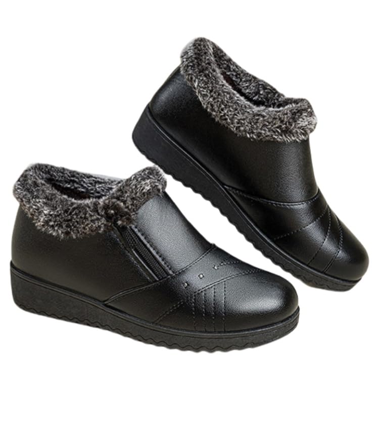 Womens warm ankle boots suitable for cold weather Moms casual flat-heeled boots Womens short boots