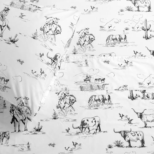 Image of Paseo Road Ranch Life 4 Piece Queen Black, White Western Bed Sheet Set