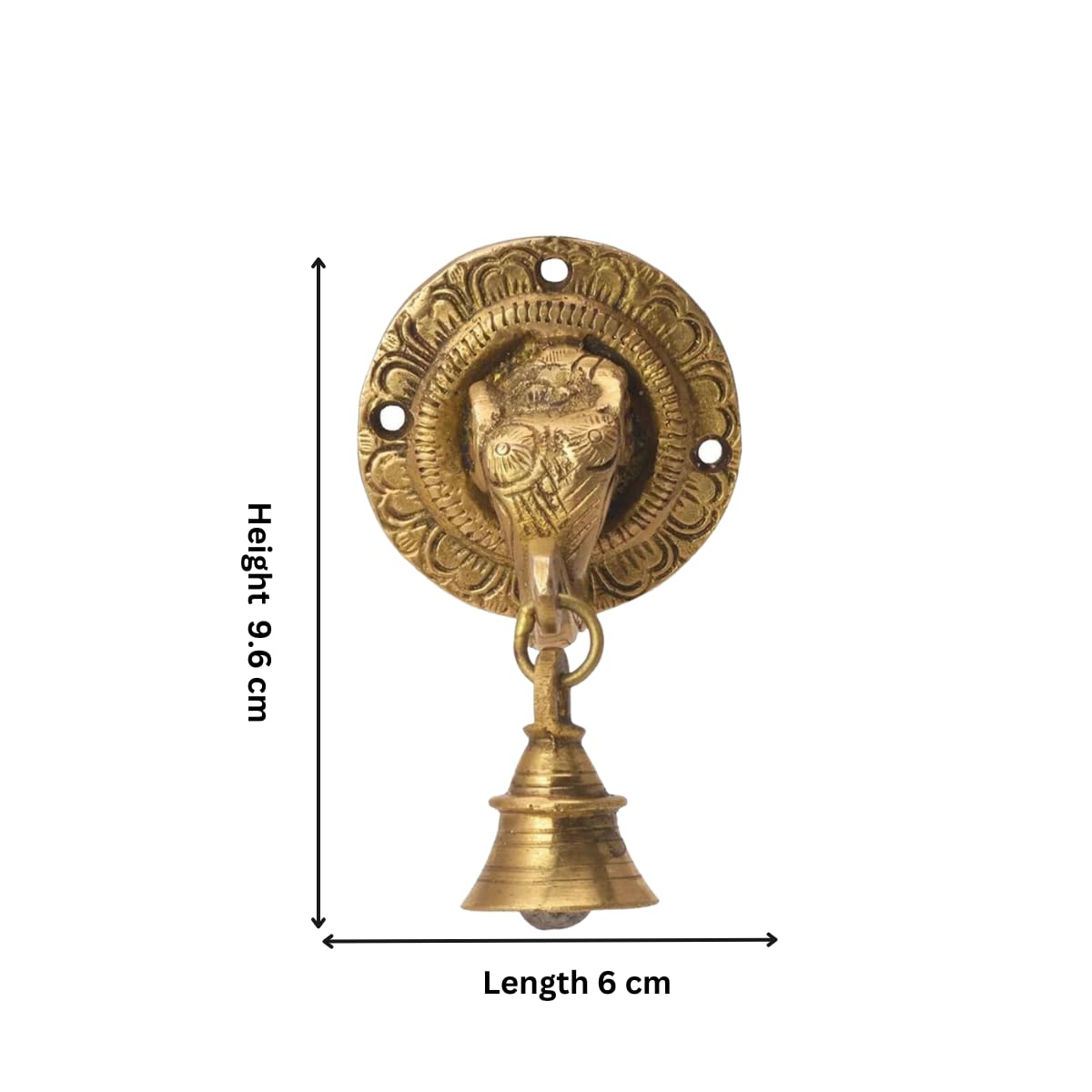 The Advitya Elephant Trunk-Shaped Brass Door Hanging Bell | Antique Finish Ganesh Ghanti | Elephant Face Temple Bell | Wall Decoration Decorative Mandir Gate Bell Pack of 4 | 3.3 X 3.3 Inch - Image 6 thumbnail