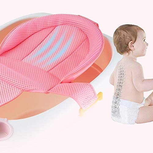 Baby Bath Seat Infant Bathing Support Mat With Four Safety Support Corner, Comfortable Baby Shower Bathtub Sit Up Mesh For Newborn (Pink)