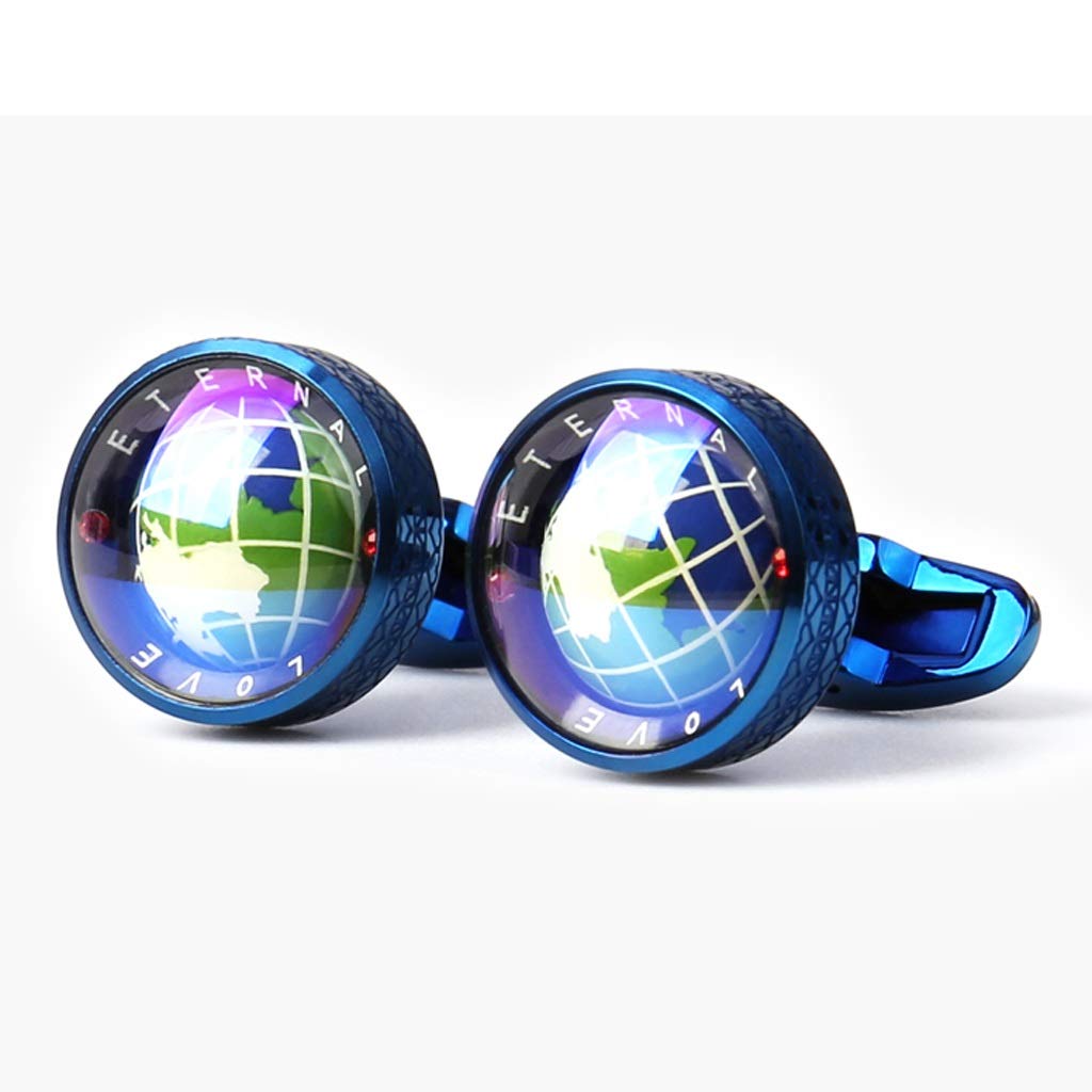 Fashion Earth Globe Manschettenknöpfe Klassisch Blau Runde Weltkarte Manschettenknöpfe for Herren Französisches Hemd Business Hochzeitsgeschenk (Color : Gold)