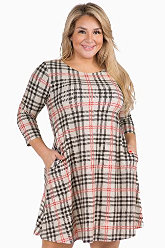 Women’s Printed Crew Neck A-Line Dresses with Pockets Casual Tropical Floral Novelty Animal Christmas Patterns4