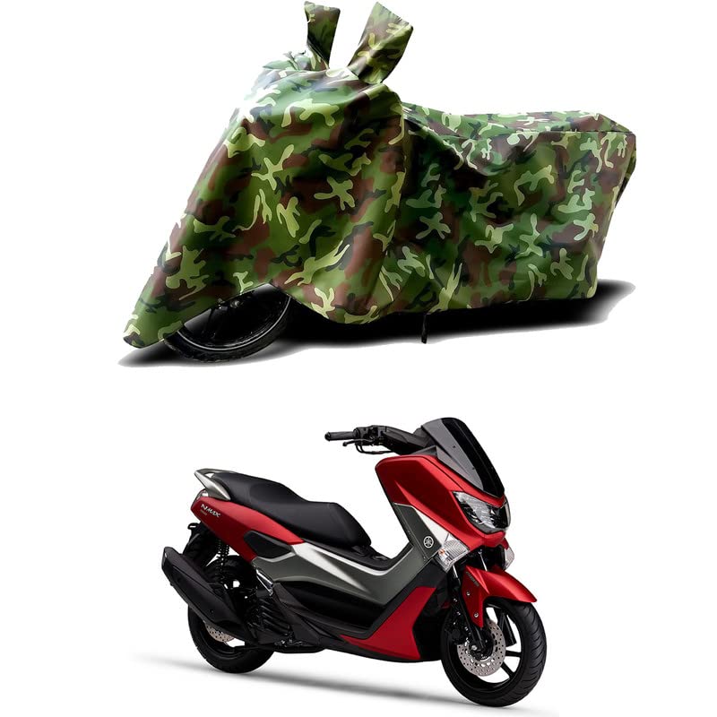 Image of 100% Water Resistant Full Bike Scooty Two Wheeler Body Cover Compatible for Yamaha NMax 155 /UV-Rays /Heat Protection /Birds Dropping /Scratchproof /Dust Proof /Waterproof /All Varients[Green MJ]