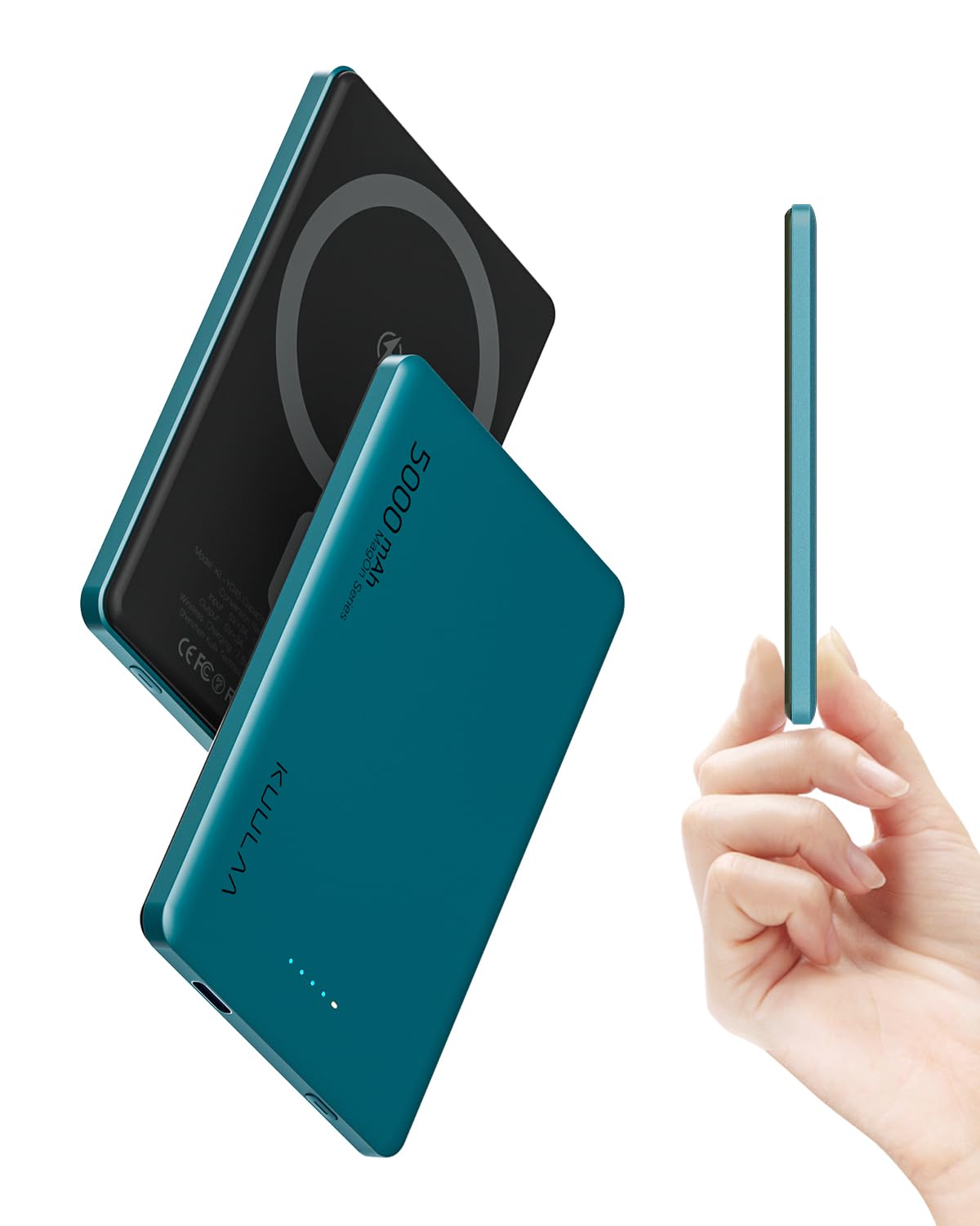 Kuulaa Magsafe Battery Pack 5,000 mAh, 0.3 in Slim Apple Magnetic Portable Charger, Mini Thin Wireless Power Bank with PD 20 W Two Way USB-C Charging Compatible with iPhone 15/14/ 13/12 Serie,Green