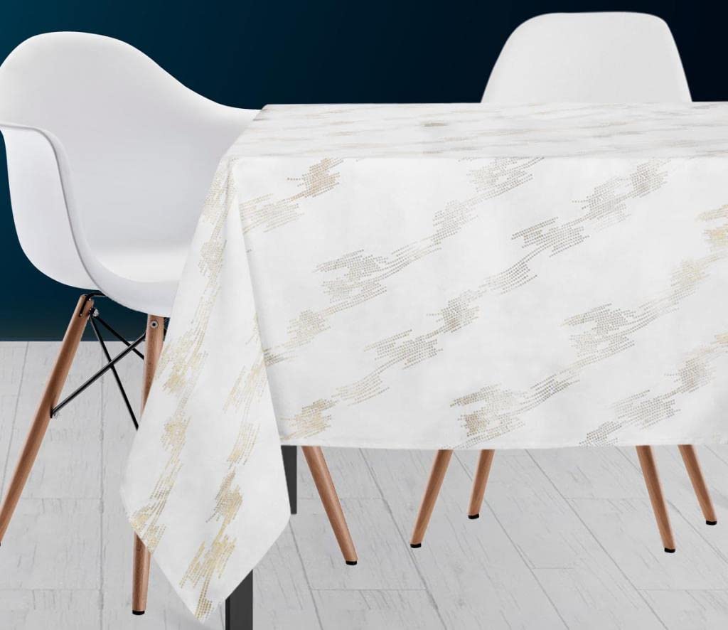 Soleil d'ocre Comete Tablecloth, Polyester, White, 140 x 300 cm