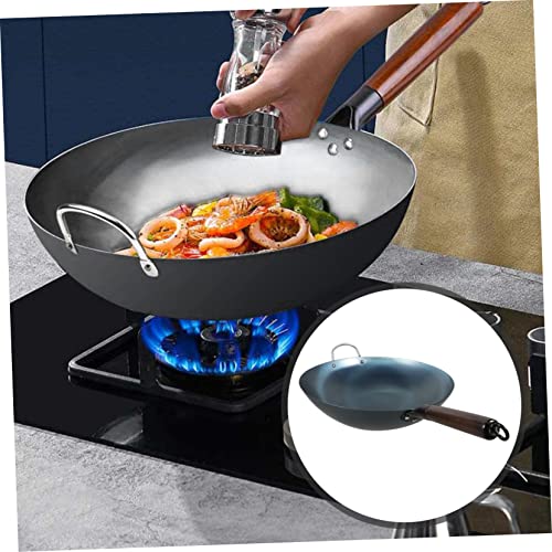 Wok tradicional de hierro para cocina de gas miniatura 6