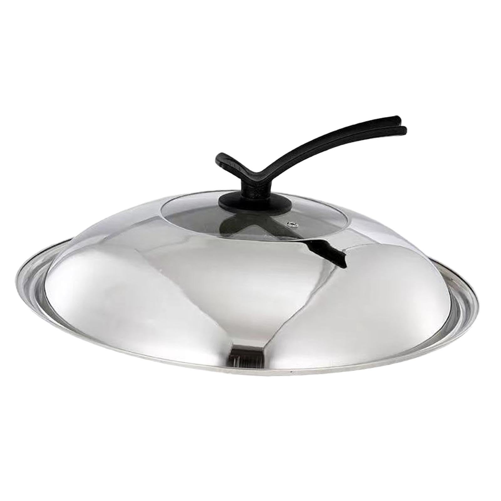 Qectial Tapa Redonda para Sartén de 36 Cm, Ideal para Sartenes de 34-35,5 Cm de Diámetro. Incluye Asa de Apoyo, Mango Estable