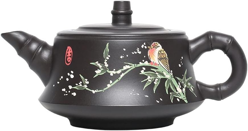 Teapot Zisha Teapot Yixing Elegant Purple Clay Pot Handmade Raw Ore Black Vermilion Engrave Painted Applique Kung Fu Tea Set Home Kettle Pottery Teapot
