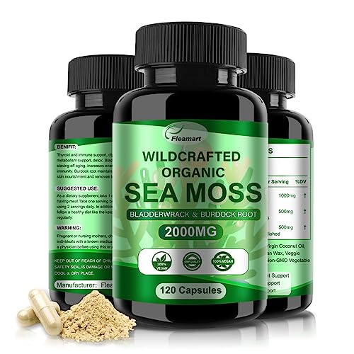 Fleamart Irish Sea Moss Capsules with Bladderwrack & Burdock (120 ct)