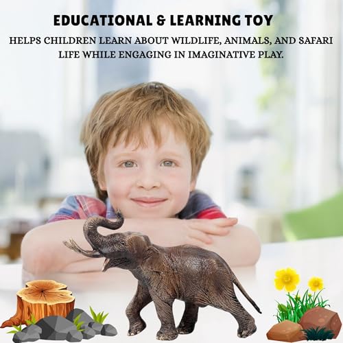 Image of Realistic Elephant Figure Toy Playset for Kids 3+| 1PCS Wild Safari Animal Action Figurine Model Decoration Toys Set for Boys and Girls Birthday Gift for Children Education & Learning Items