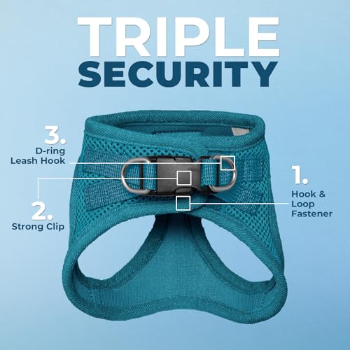 Image of Voyager Step-in Pet Harness - All Weather Mesh, Adjustable Step in Harness for Cats and Dogs by Best Pet Supplies - 307S Turquoise, XXS