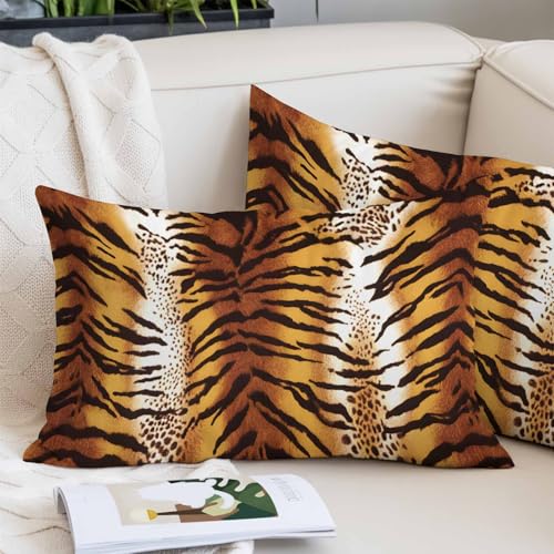Pillow Covers 24x36 Inch Cal King Size, Leopard Stripes Decorative