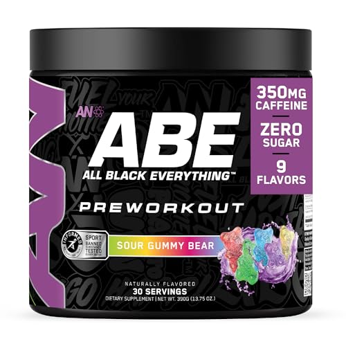 Image of All Black Everything Pre-Workout Powder | Preworkout Energy Drink Mix | 350mg Caffeine | Beta Alanine & Citrulline | Energy Supplement for Men & Women | Sour Gummy Bear | 30 Servings