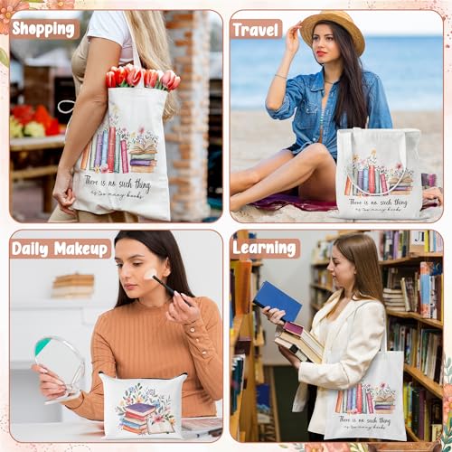 Image of Y1tvei Canvas Bags Gifts, Tote Bag with Makeup Pouch, Birthday Party Favors | Aesthetic Canvas Tote Bag cosmetic Pouch, Reusable Grocery Shopping Handbag, Women Travel Gift, Christian Religious Supply