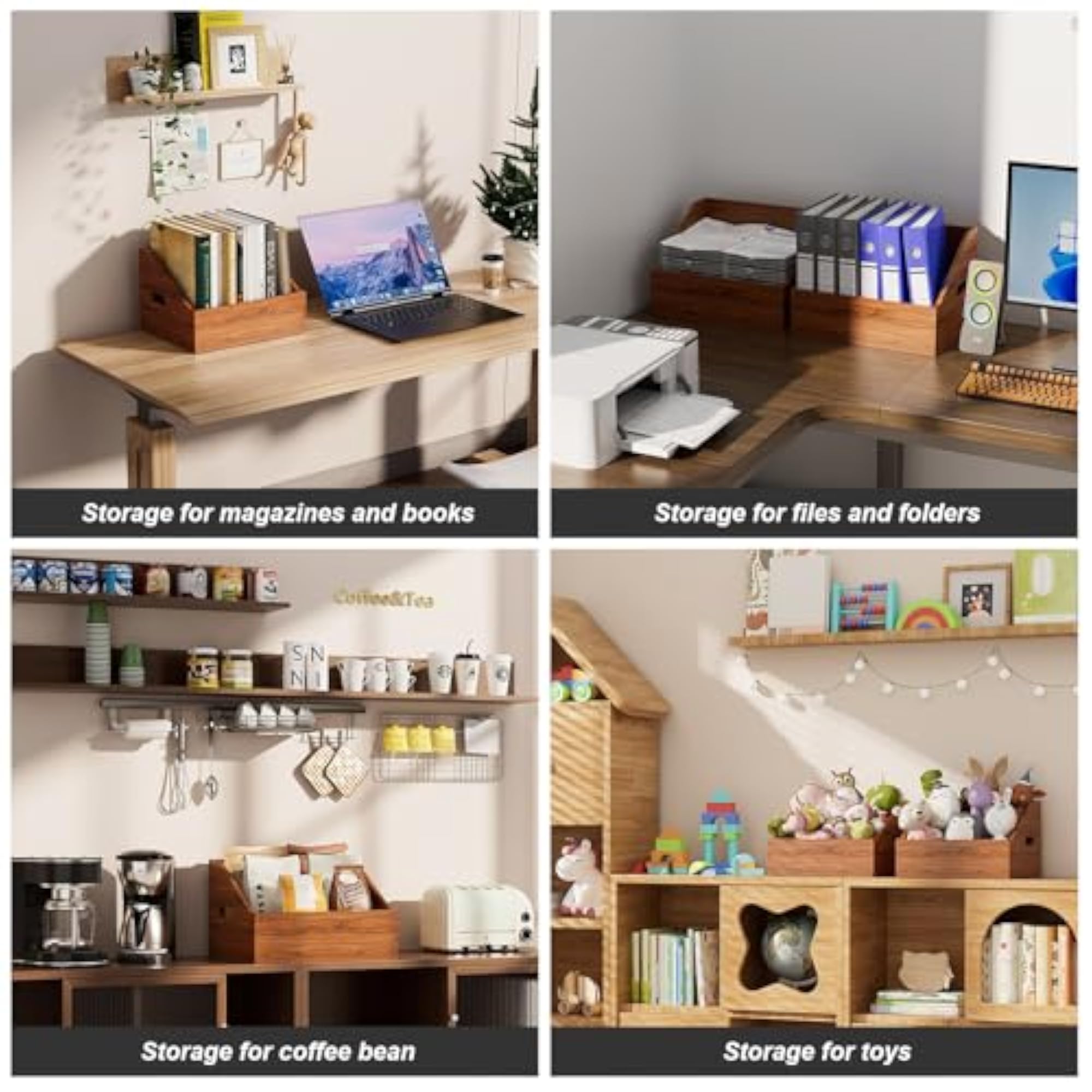 Wood Vinyl Record Storage Crate, Retro Organizer