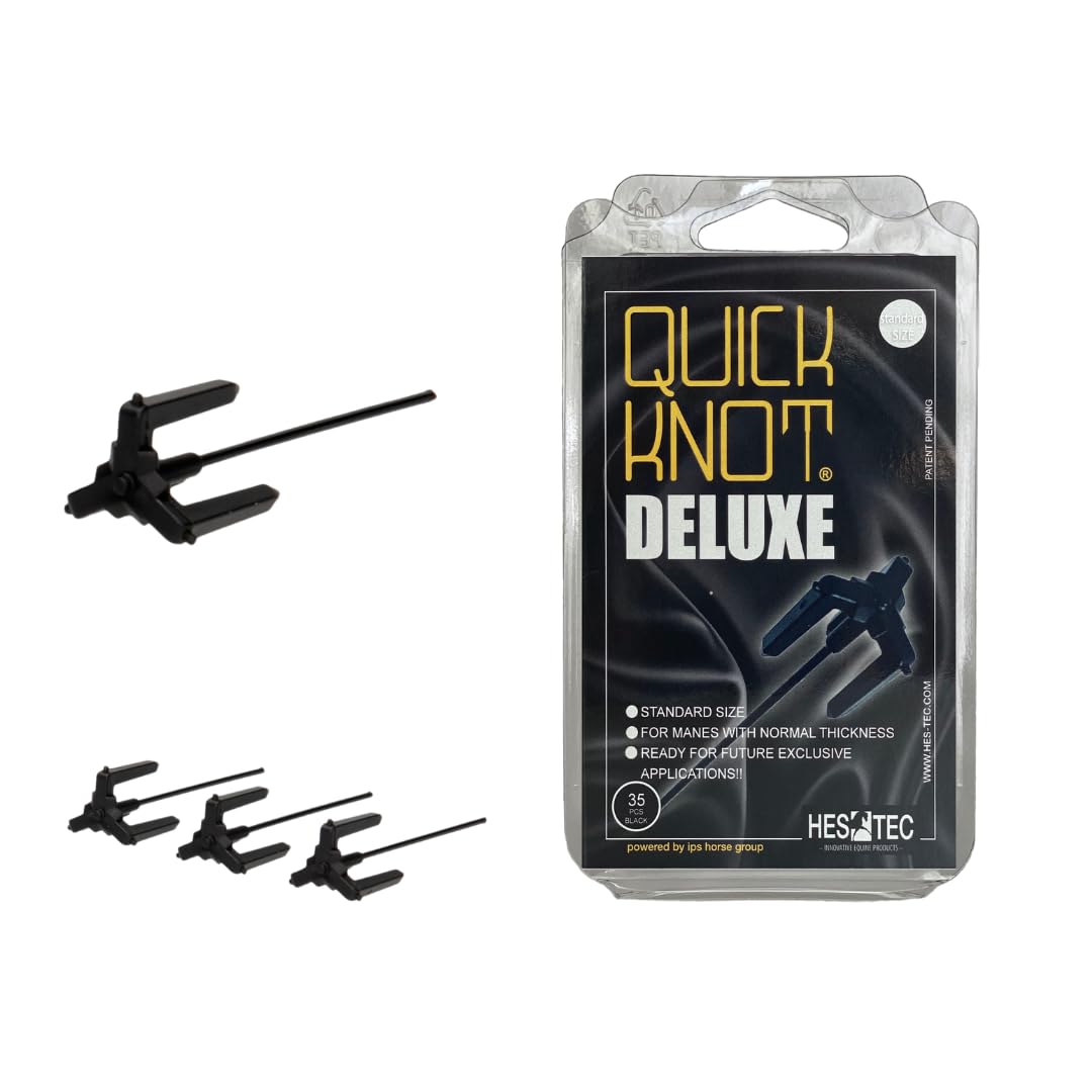 Quick Knot® Deluxe | Mane Braiding Clips for Horses &amp; Ponies | Professional Show Braids in Minutes | No Sewing Required | Reusable (Black, Standard)