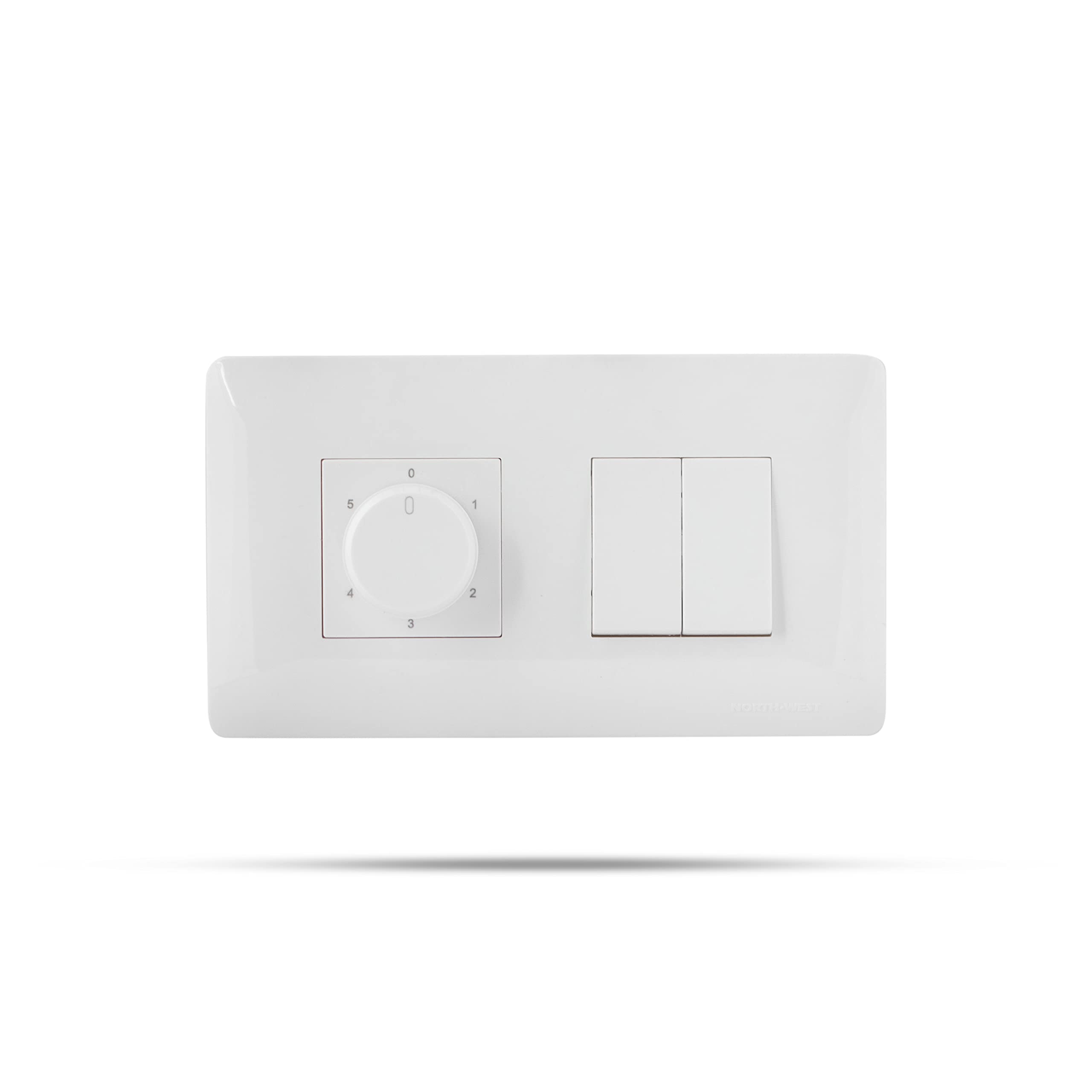 Wipro Northwest (Venia) Switch Combo of 4M Plate + 1M 6A Switch x2 + 5 Step Fan Regulator, White (Kit 9)-image-33
