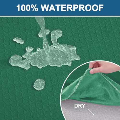 Image of Smiry Waterproof Seat Covers for Dining Room Chairs, No Rear Covers | Stretch Jacquard Removable Washable Chair Seat Slipcovers Protector, Set of 2, Chritsmas Green