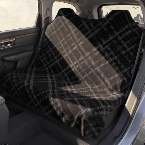 Back Seat Towel Cover Moisture Wicking Car Rear Seat Cover, Black Plaid by Hahafelt - Used condition - US$19.27