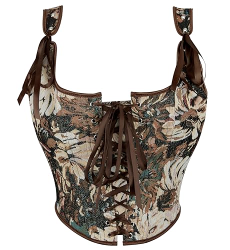 Corset Tops for Women Vintage-Floral Bustier,Renaissance Camisole Flower Gothic-Bustier Shapewear Overbust2
