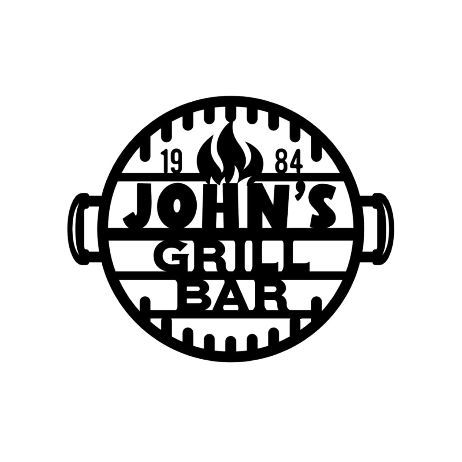 Personalised BBQ Grill Name Metal Sign Custom Barbecue BBQ Grill and Bar Signs for Outdoor Wall Art Decoration Dad Gifts Housewarming Birthday Father Gift (BBQ-Sign-01)