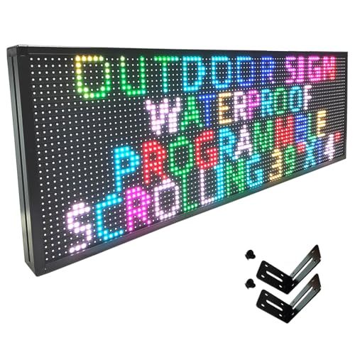 Image of HS Programmable Scrolling Led Sign, Outdoor Digital Display Messsage Board, Full Color High Brightness WIFI Control,Text Customable, for Business Store Restaurant Public(P10 39''x14'')