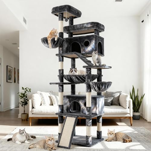Árbol para gatos de 80 pulgadas con múltiples niveles y rascadores miniatura 2