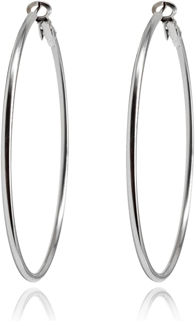 ALLY-MAGICHoops Earrings for Women, Stainless Steel Huggie Hinged Hoops Thin Large Hypoallergenic Big Hoops Earrings Jewelry for Girls Y8-DYYEH