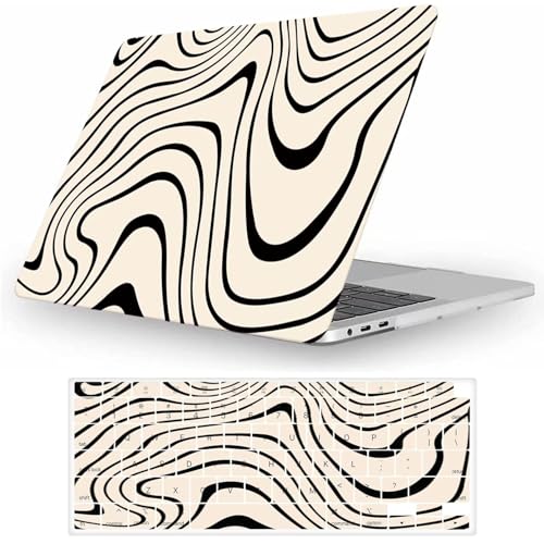 Image of Fancity Compatible with MacBook Air 13 inch Case M5 2026 M4 2025 M3 M2 2024-2022 A3449 A3240 A3113 A2681 with Touch ID, Rubberized Plastic Hard Shell Air 13.6 Case & Keyboard Cover, Black Line