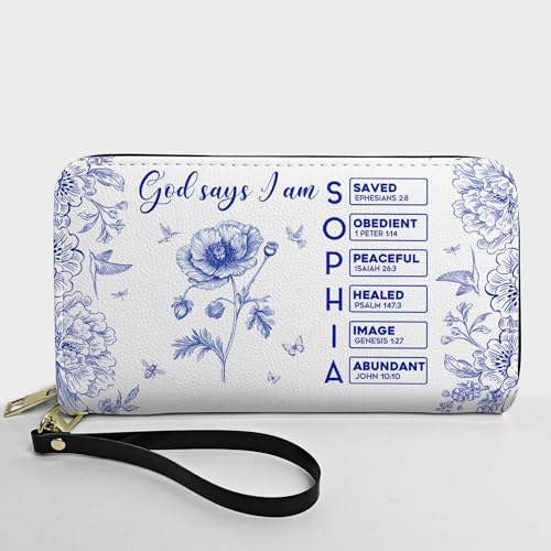 God Says I Am Name Letter In Bible Toile De Jouy Style - Personalized Leather Wallet4