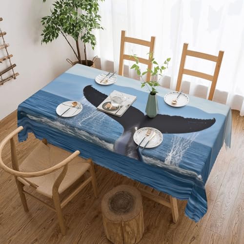 Nappe rectangulaire motif queue de baleine 137x183 cm imperméable