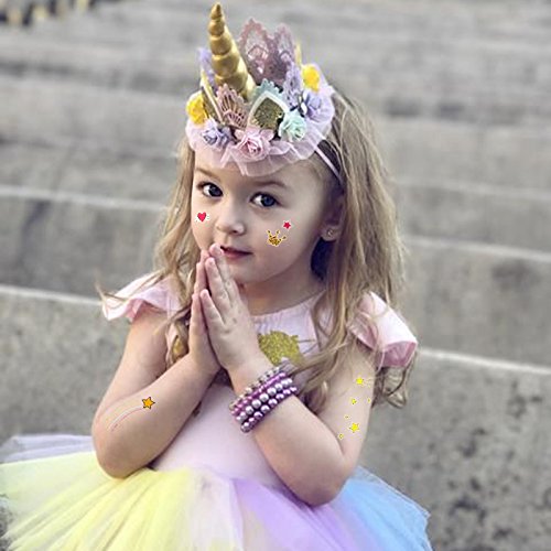 Unicorn Temporary Tattoos For Children Kids Girls(Over 190Pcs),Konsait Great Girls Fake Stickers Rainbow Unicorn Birthday Party Favors Birthday Party Gift Bag Fillers #TOP3