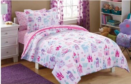Princess, Castles & Unicorns Girls Full Comforter Set (7 Piece Bed In A Bag) + HOMEMADE WAX MELT