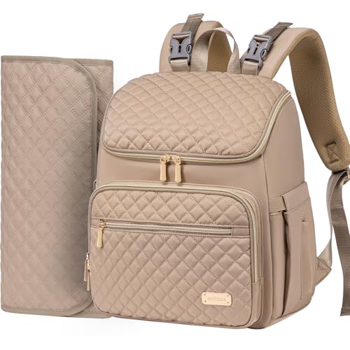 Weitars Diaper Bag Backpack with Changing Pad (Khaki)