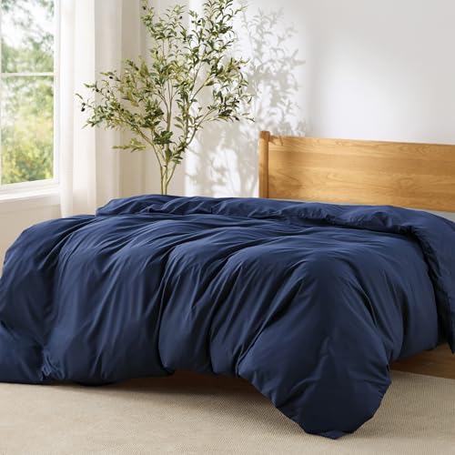 Image of Bedsure Duvet Cover King Size - Only Includes 1 Duvet Cover (104 inchx90 inch), Hotel Luxury Soft Double Brushed All Season Bedding for Kids & Adults, Zipper Closure, Navy Blue (No Comforter, No Pillow Shams)