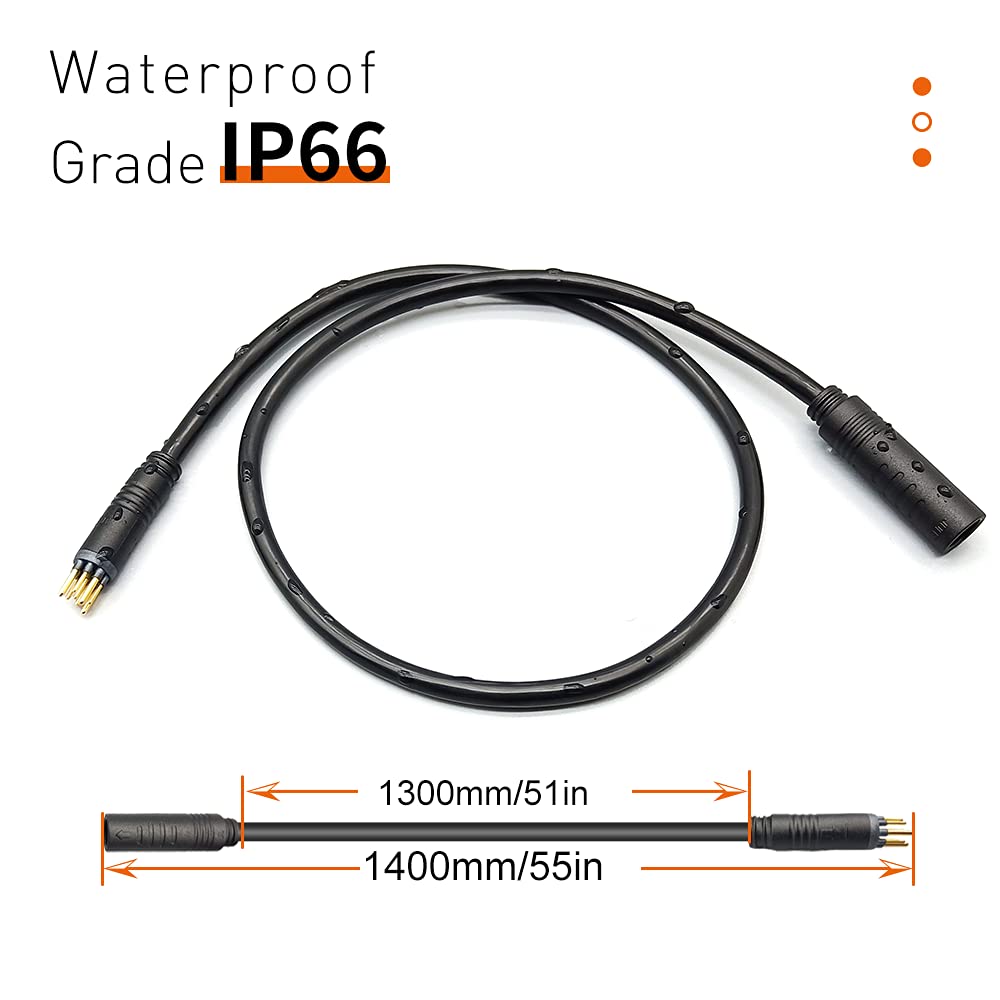 Dbrand Ebike Hub Motor Extension Cable,9 Pin Waterproof Extension Cable for Electric Bike and Escooter Female to Male 60cm 130cm 160cm Wire of Conversion Kit (9PIN 130cm)