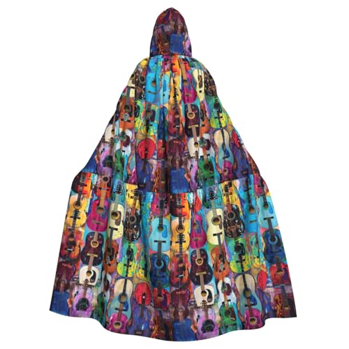 LIXLZH Capa con capucha con estampado acústico y guitarras, capa universal para adultos, disfraz de bruja, disfraz de Halloween, capa de carnaval