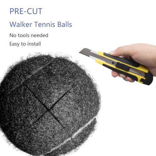 Image of Walker Tennis Balls Precut, Tennis Balls for Walkers Pre Cut, Walker Legs Universal Precut Gilde Balls for Chairs, Desks, Furniture Legs and Floor Protection -4PCS Black