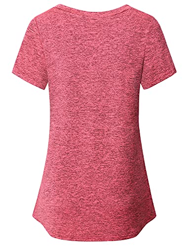 Axbyczd Activewear Tops For Women Yoga Exercise Short Sleeve Vneck Gym Shirts Sweat Wicking Cardio Tees Outdoor Recreation Cycling T-Shirts Pink X-Large thumb #1
