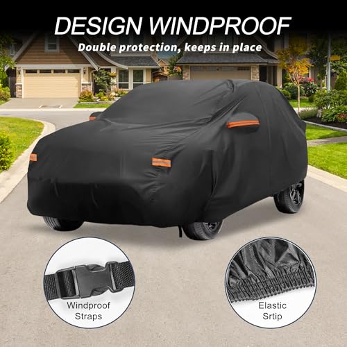 Image of X AUTOHAUX 210D-PU Car Cover for Kia NIRO with Left Side Zipper | Outdoor Waterproof Sun Rain Snow Hail Protection, Left Side Zipper