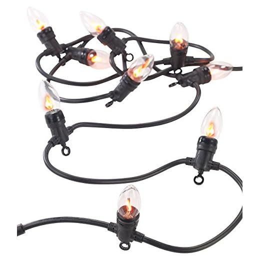 Lunartec flackernde Lichterkette: Deko-Lichterkette mit 10 Glühbirnen in Flammen-Optik, IP44, 4,2 m (Lichterkette Kaminfeuer)