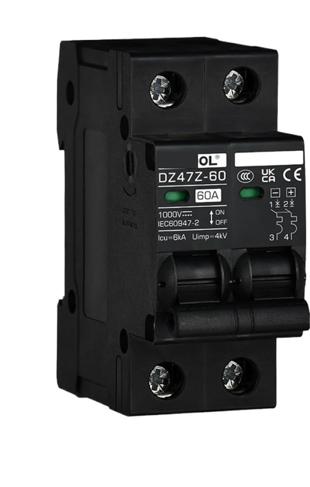 Protector de batería solar de 25A e interruptor magnetotérmico MCB de 1000 V CC 6