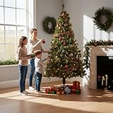 5ft/1.5m Pre-Lit Artificial Christmas Tree Alaskan Pine Green 350 Tips - 130 Warm White LEDs Metal Stand Xmas Home Decorations - Image 6