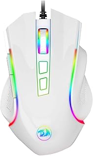 Redragon M602 RGB Wired Gaming Mouse RGB Spectrum Backlit Ergonomic Mouse Griffin Programmable with 7 Backlight Modes up to 7200 DPI for Windows PC Gamers (White)