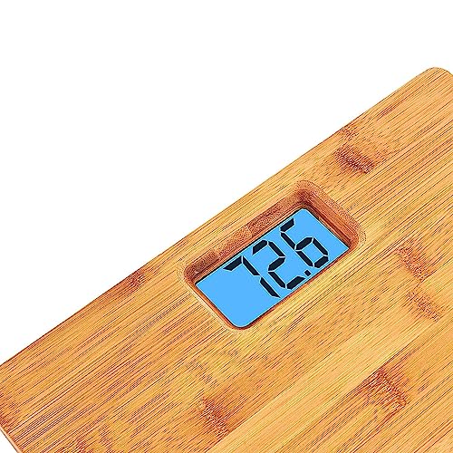 Deluxe Bamboo Bathroom Scale With Backlit Large Display - 400Lb Capacity #TOP6