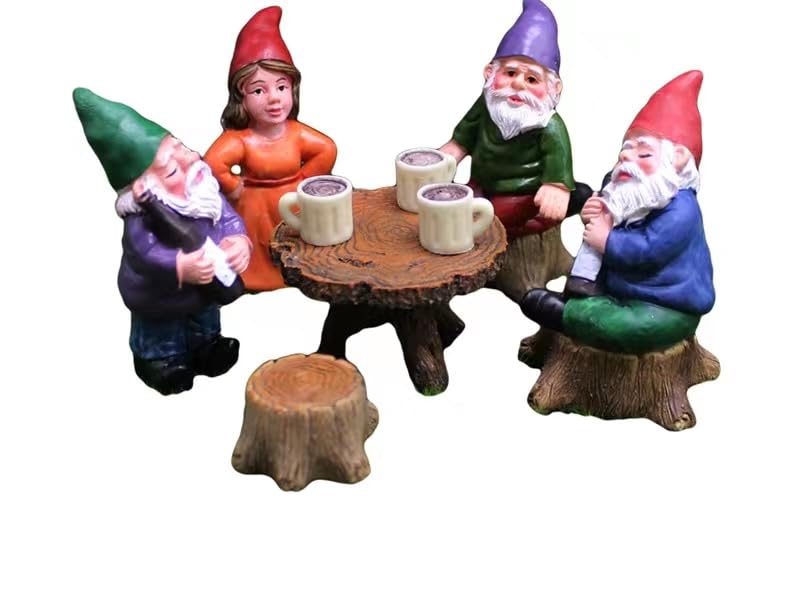 Coolqiya Zwergen-Garten-Set, 6-teilig, Feengarten-Schreibtisch Dekoration