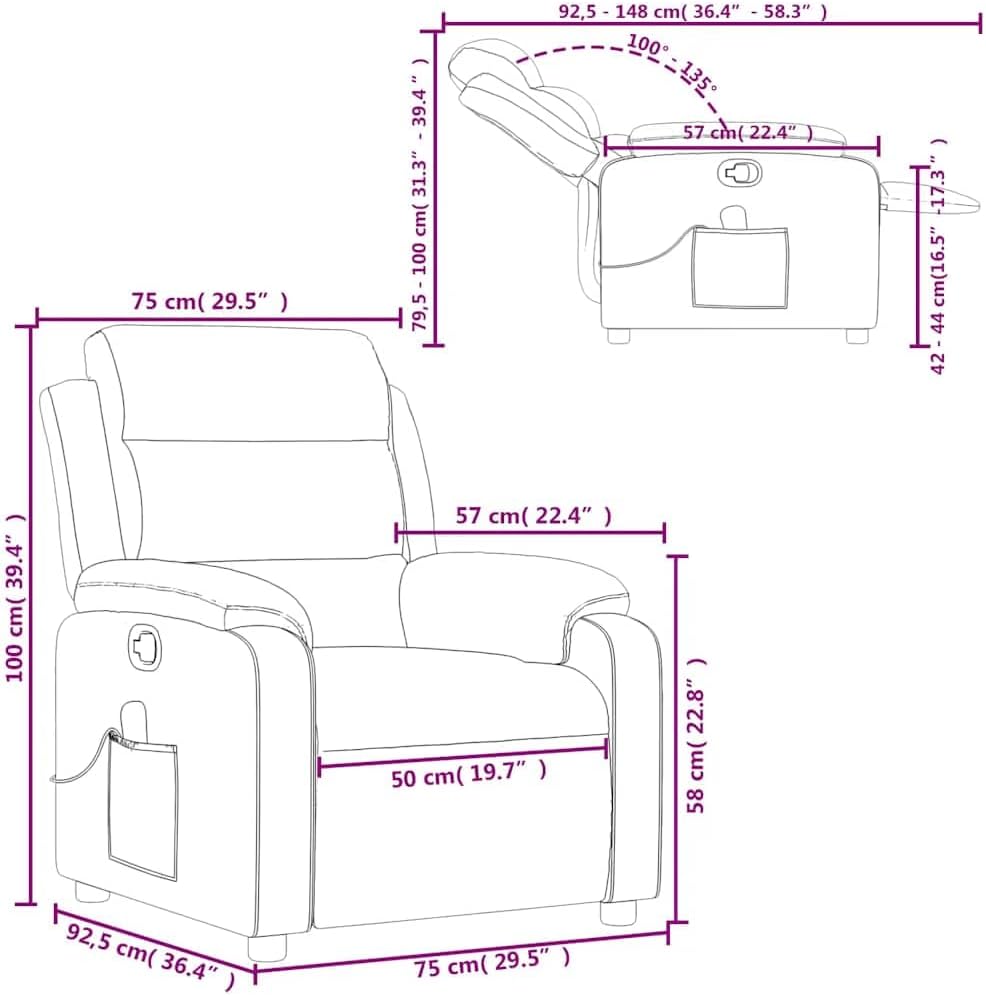 vidaXL Massage Recliner Chair Cream Fabric (100% Polyester), Metal, Plywood